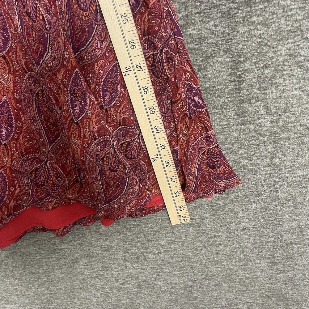 J Jill Maxi Shirt Womens Size M Red Paisley Sun Flow‎
